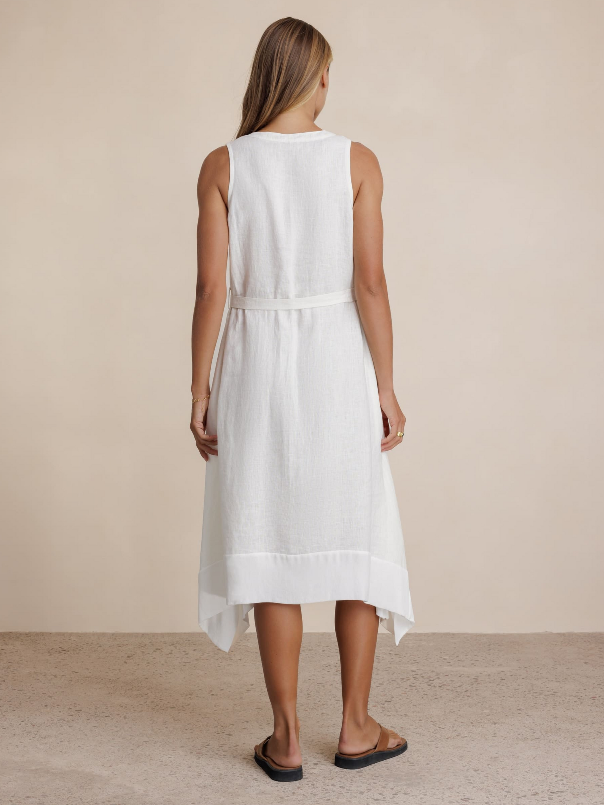 Inez Linen Midi Dress Coconut