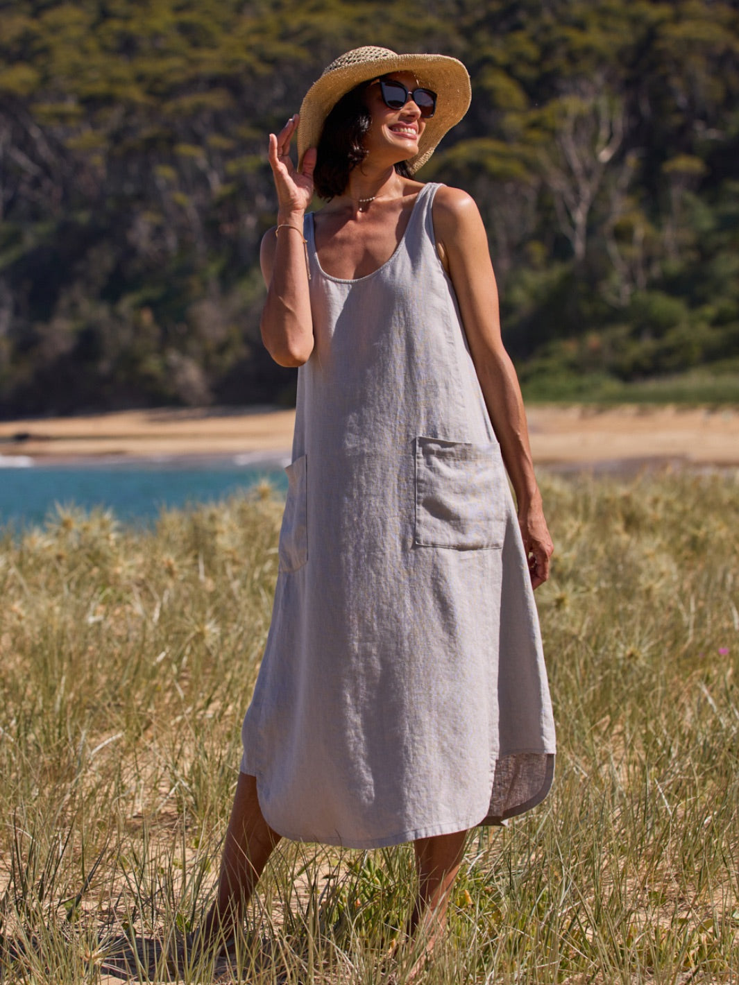 Laurel Linen Dress Fog (XXL/18) | Women's Sustainable Linen Dresses Laurel Linen Dress Fog (XXL/18) | Women's Sustainable Linen Dresses