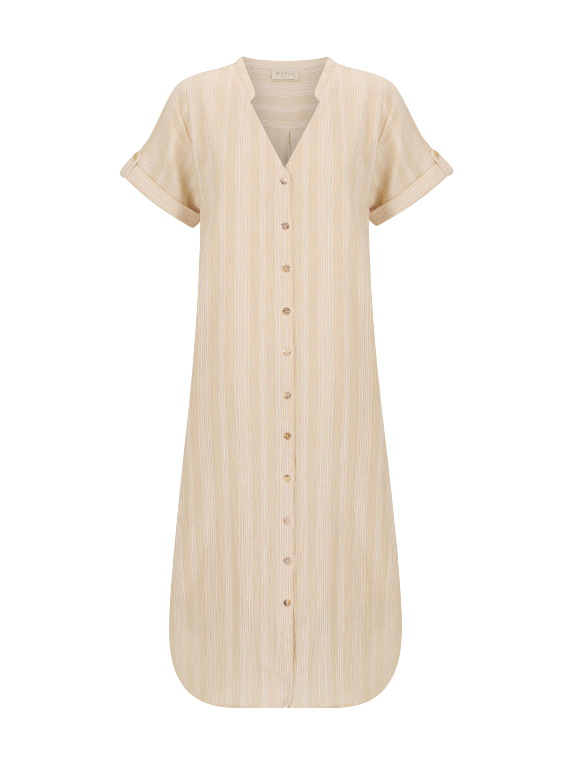 Athena Cotton Dress Sand Stripe