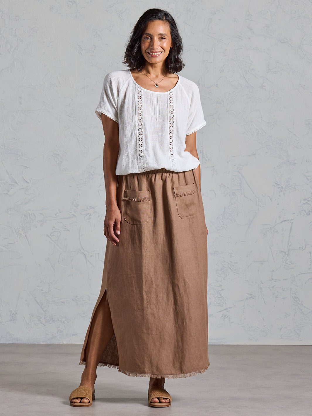 Aurora French Linen Skirt Cinnamon