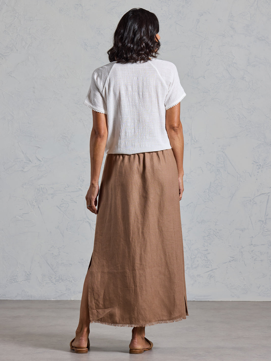 Aurora French Linen Skirt Cinnamon