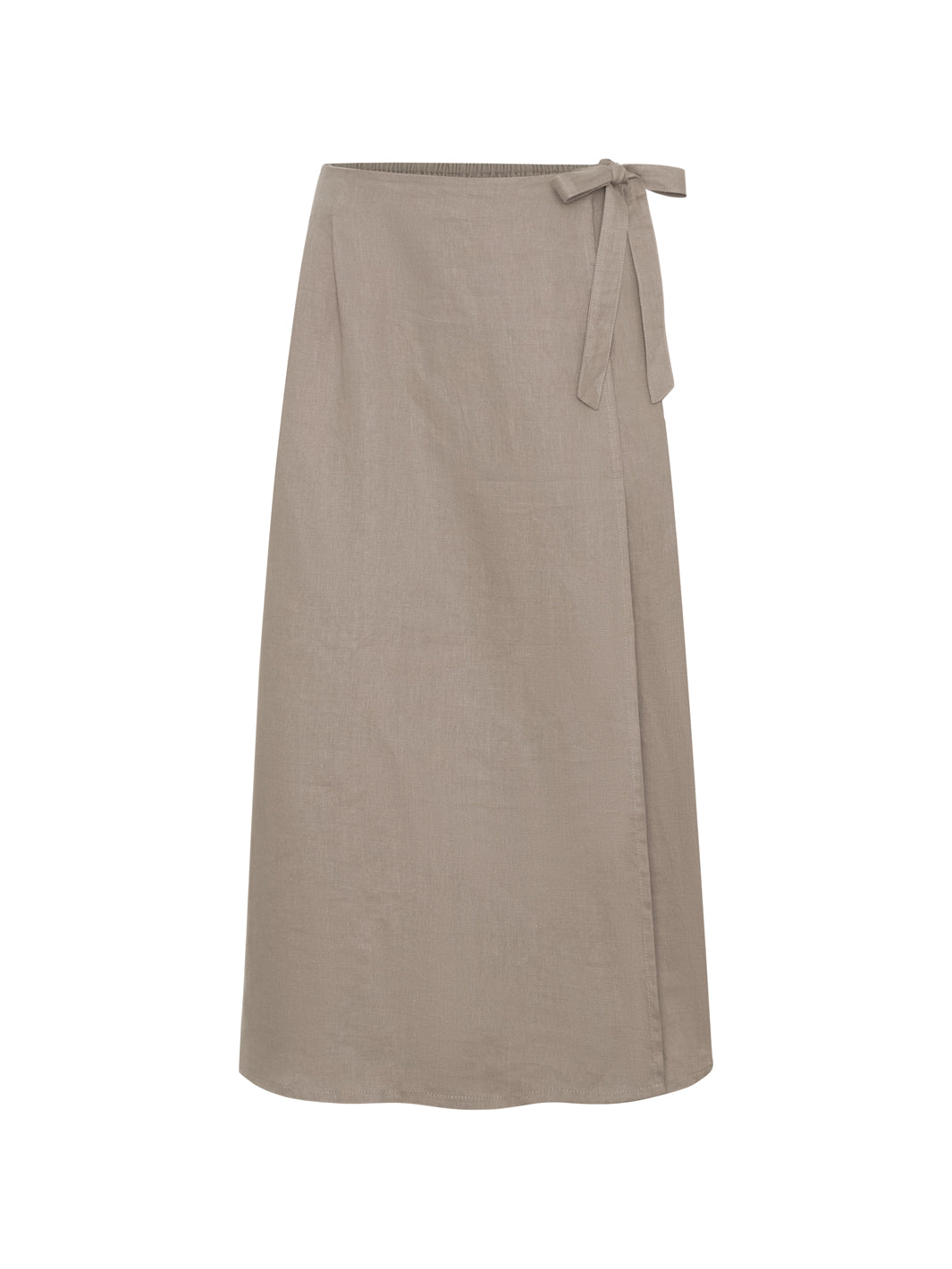 Camila Linen Midi Skirt Taupe