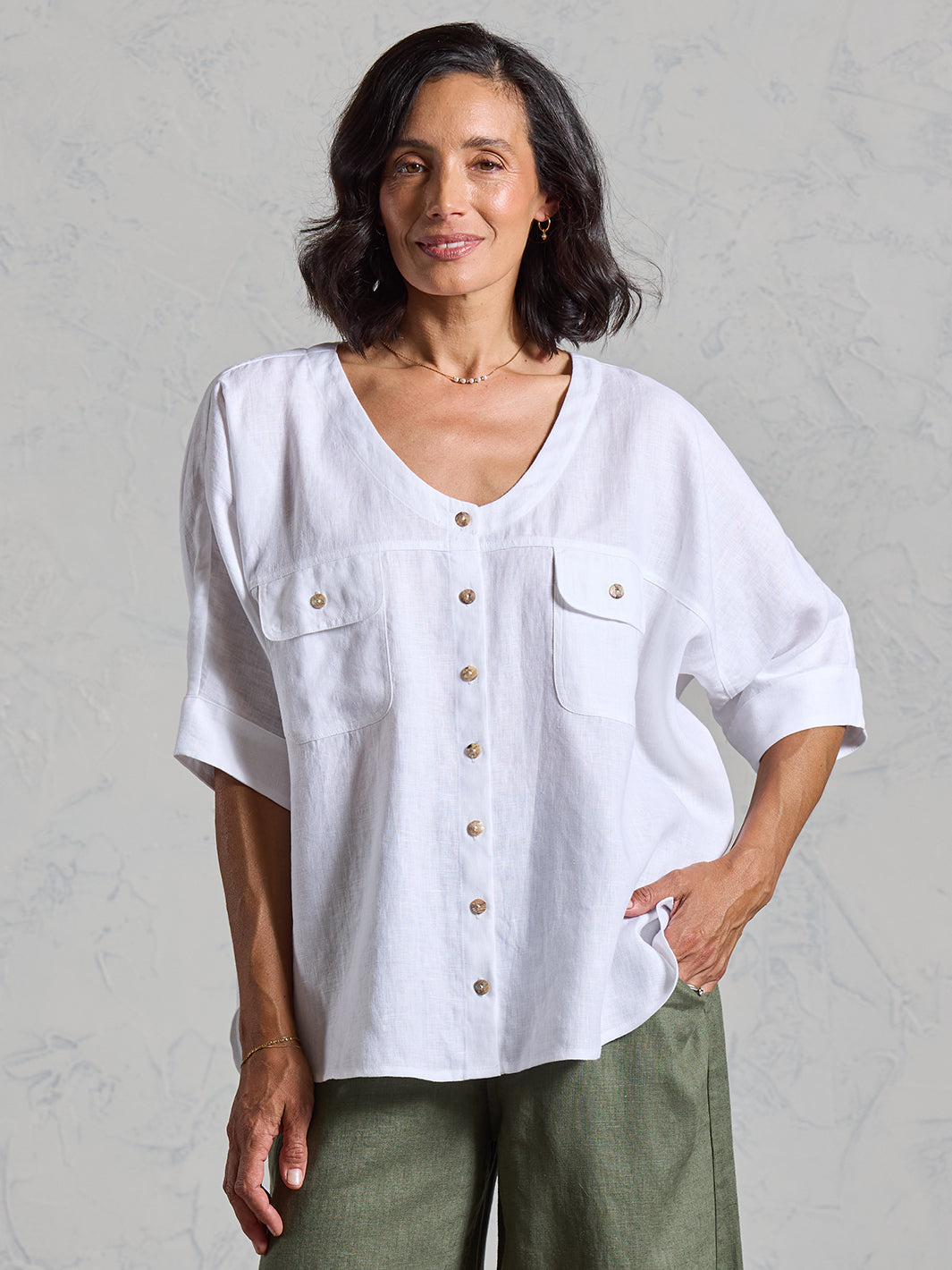 Dune French Linen Shirt White