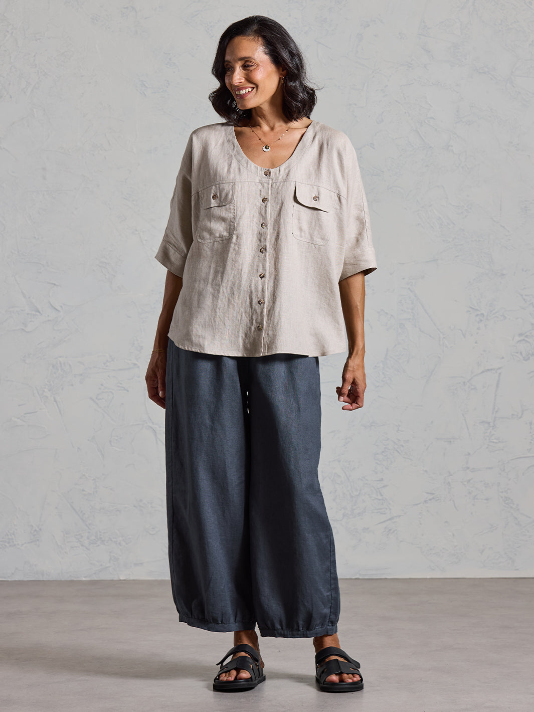 Dune French Linen Shirt Almond