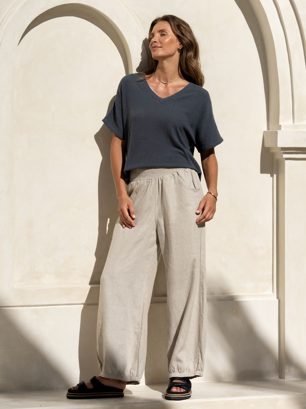 Sadhu French Linen Pants Flax | Linen Sadhu Pants – Nomad the Label US