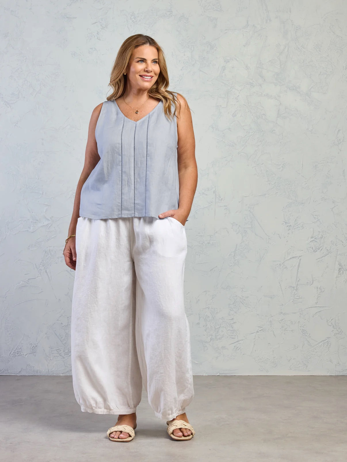 Giana French Linen Top Slate Blue