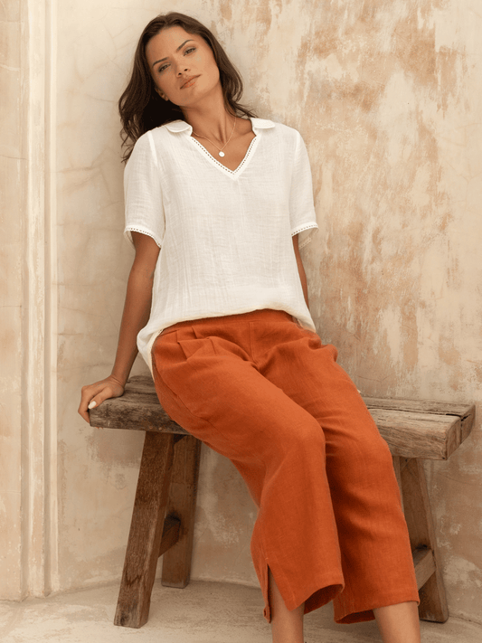 Henley Cotton Top Coconut
