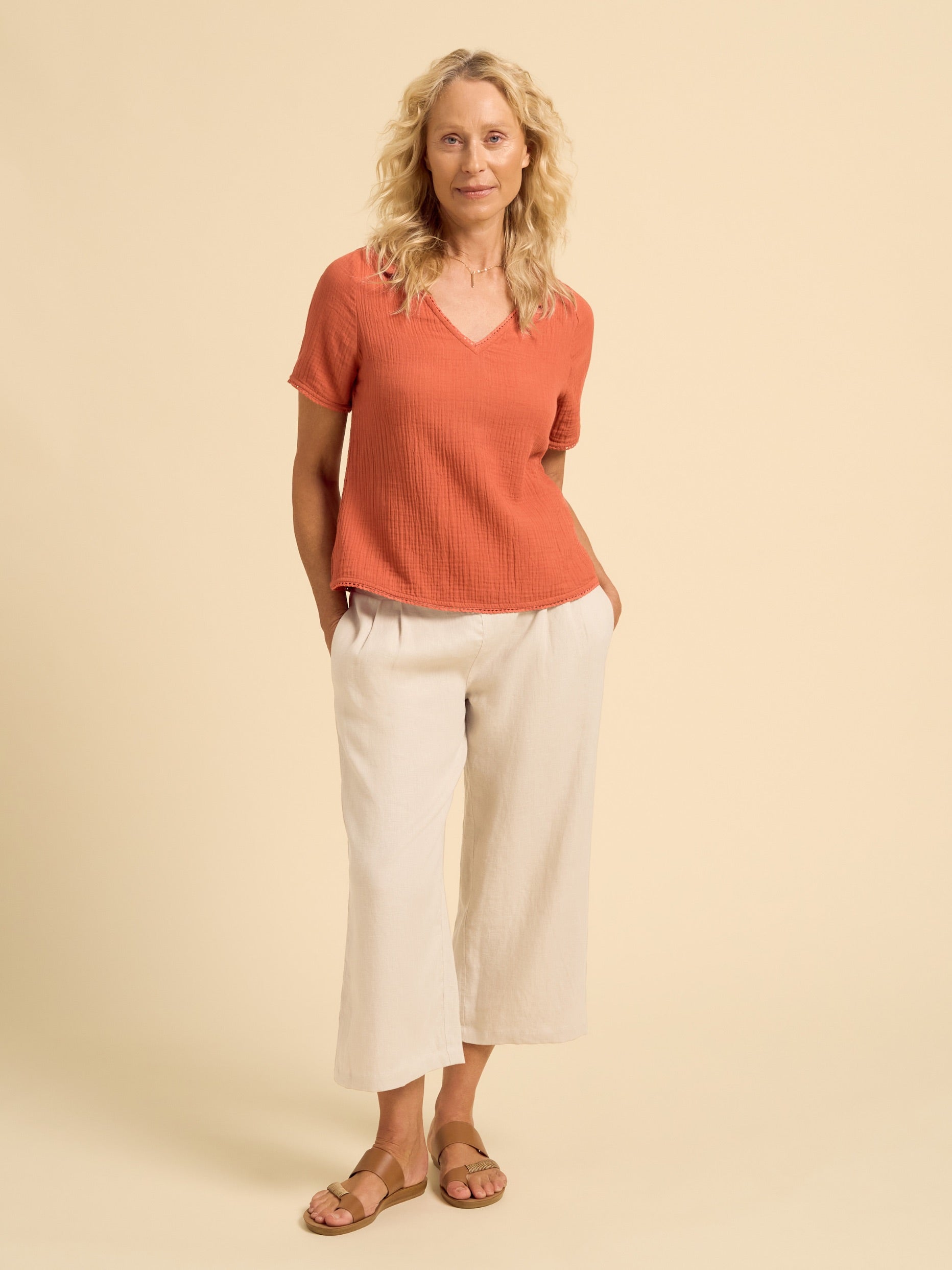Henley Cotton Top Rust