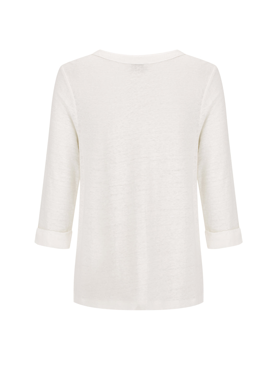 White blouse with three-quarter sleeves on a white background