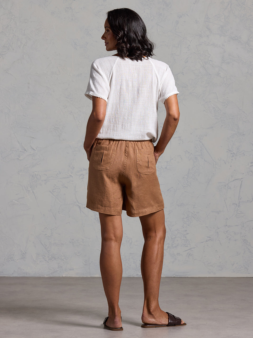 Mae French Linen Shorts Desert Sand
