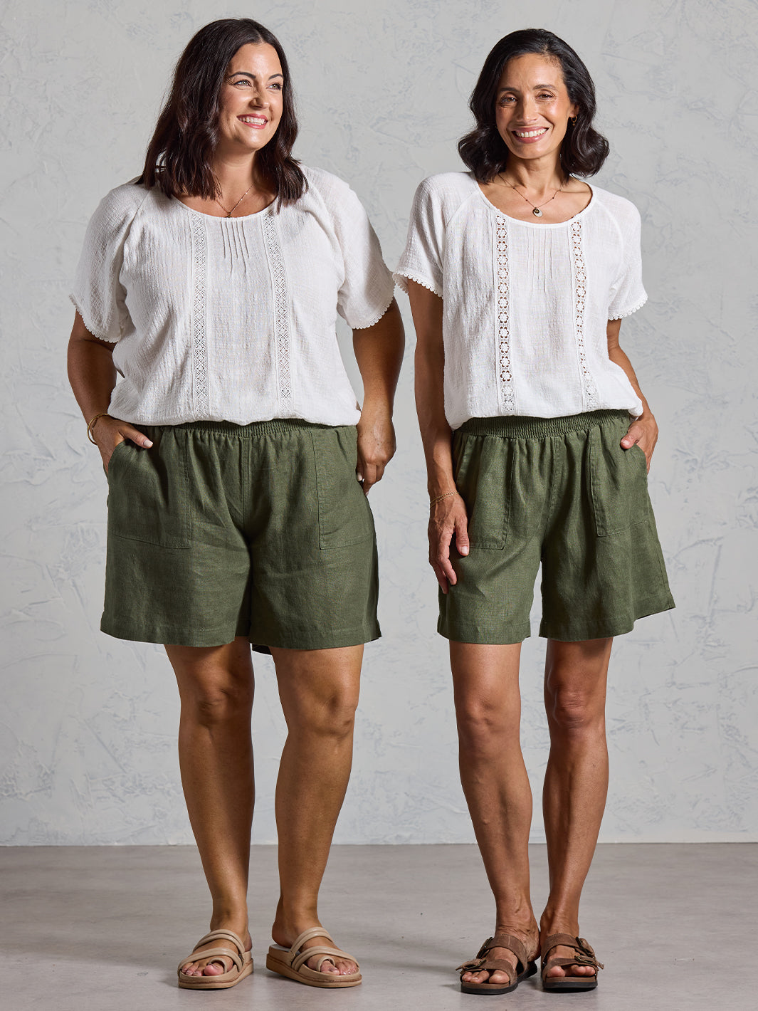 Mae French Linen Shorts Olive