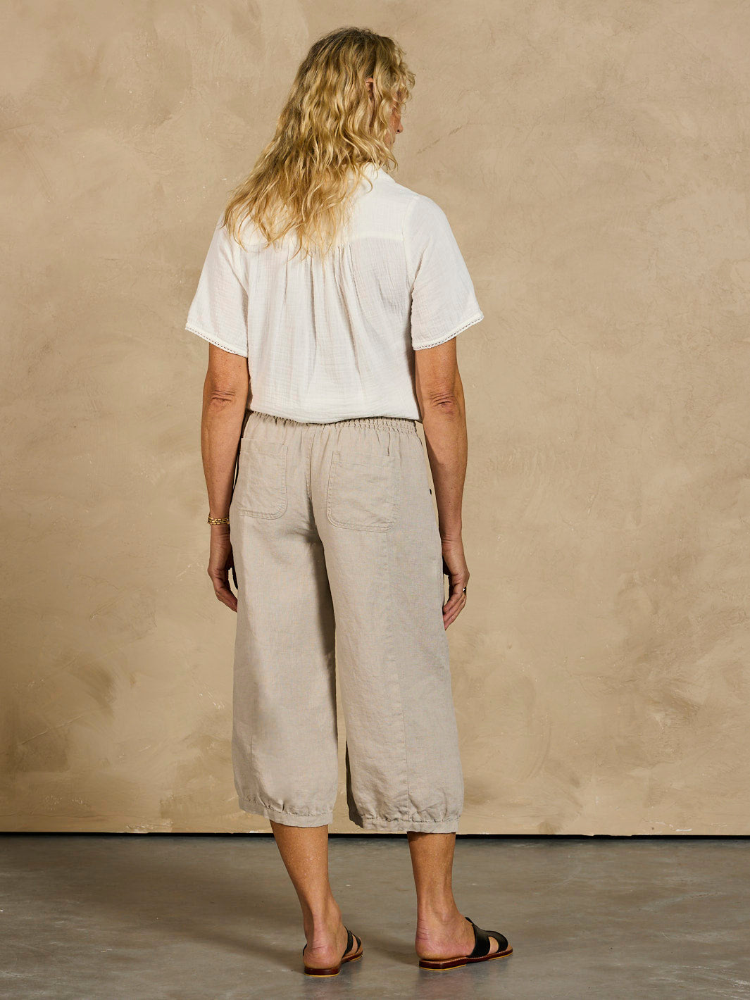 Marrakech French Linen Cropped Pants Flax