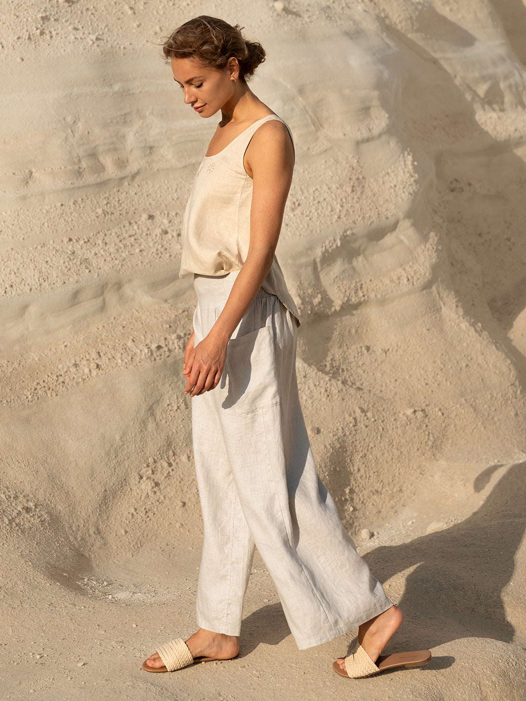 Milos Linen Pants Oyster