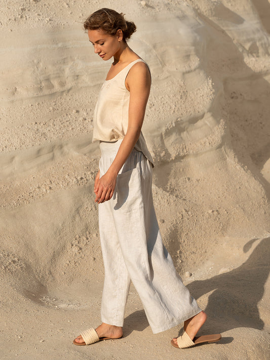 Milos Linen Pants Oyster
