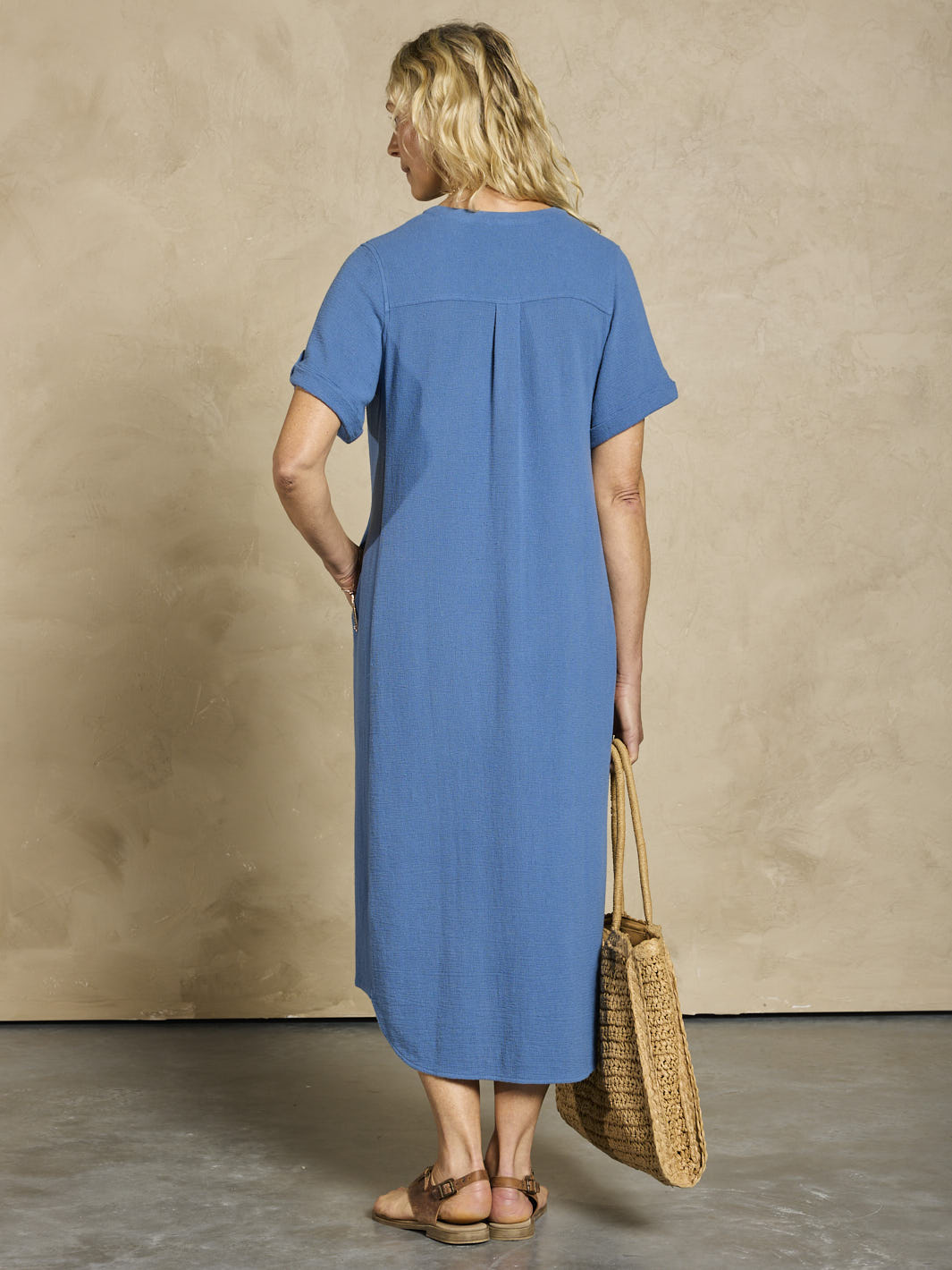 Athena Cotton Dress Aegean Blue