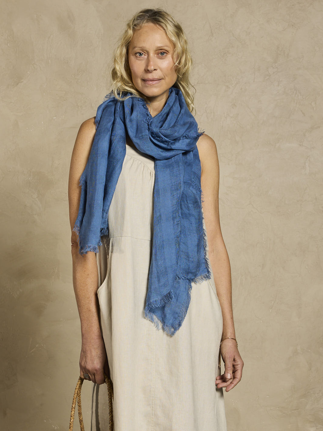 Sofi Linen Scarf Aegean Blue