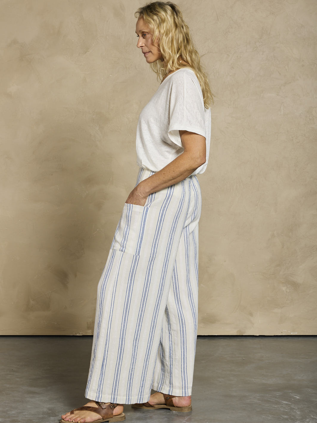 Milos Cotton Pants Azure Stripe