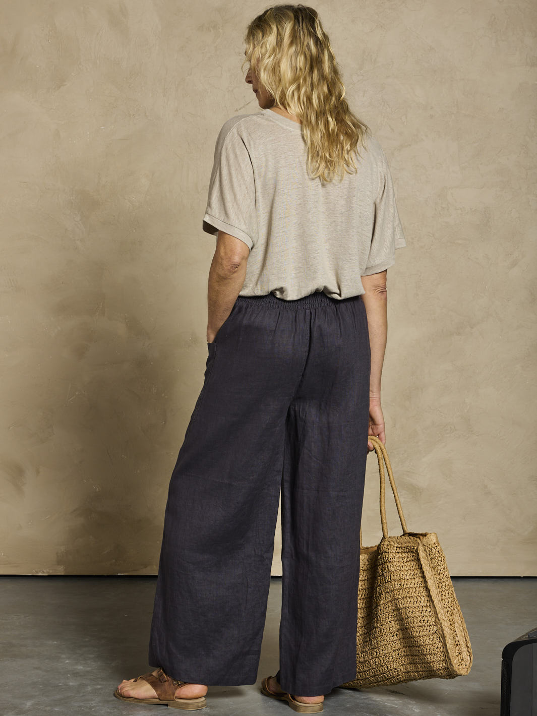 Milos Linen Pants Charcoal