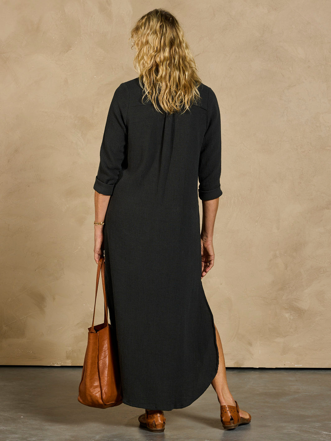 Valentina Linen Blend Shirt Dress Charcoal