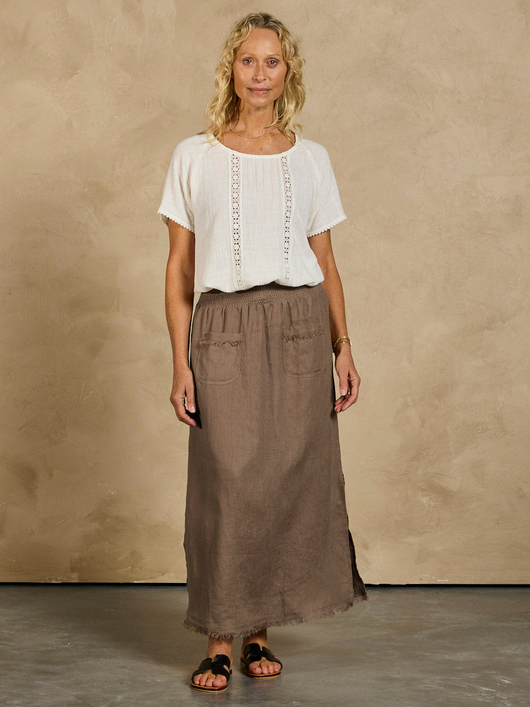 Aurora French Linen Skirt Cinnamon