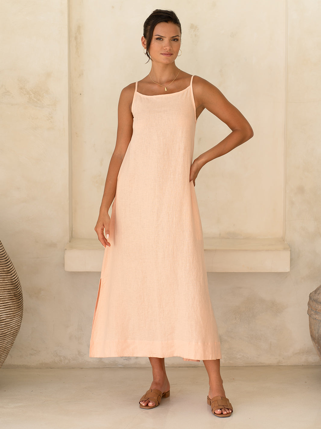 Peony Linen Dress Coral (M/12) | Women's Sustainable Linen Dresses Peony Linen Dress Coral (M/12) | Women's Sustainable Linen Dresses