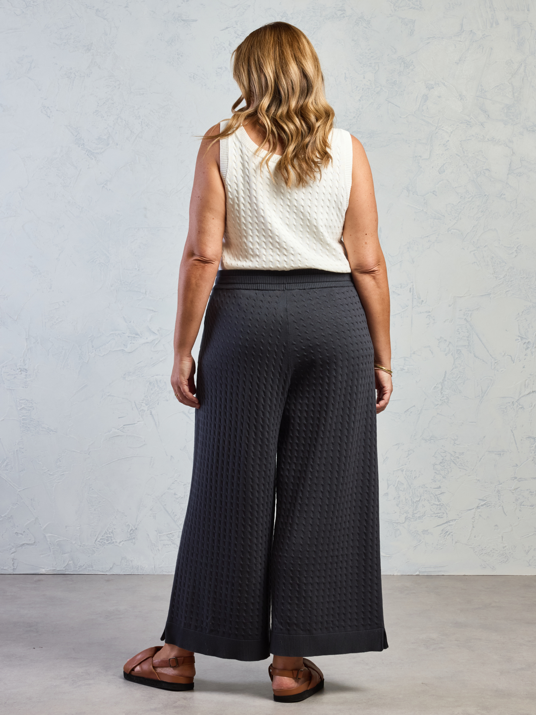 Pambula Cotton Knit Pants Charcoal