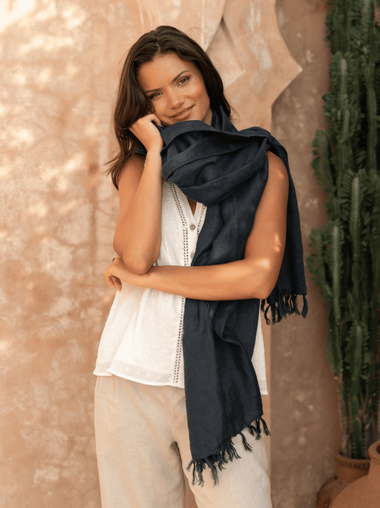 Rivoli Linen Scarf Charcoal