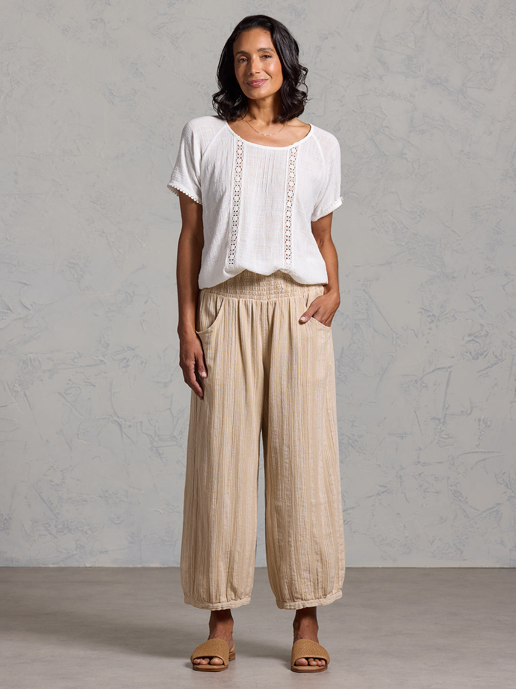 Sadhu Cotton Pants Sand Stripe