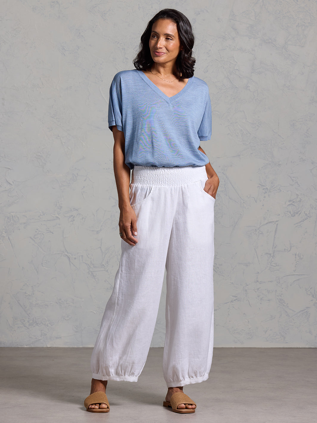 Sadhu French Linen Pants White