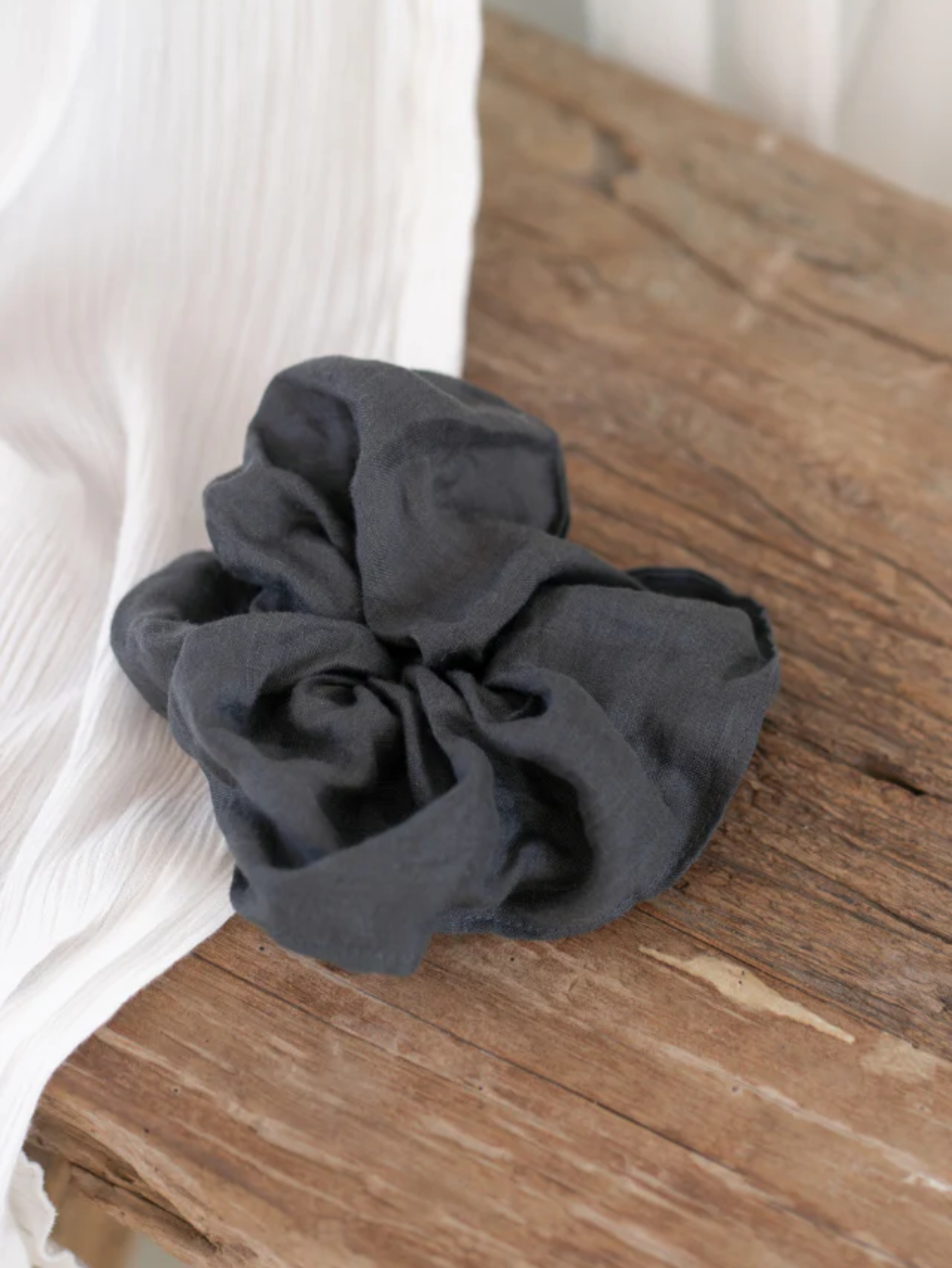 Jumbo Linen Scrunchie Charcoal