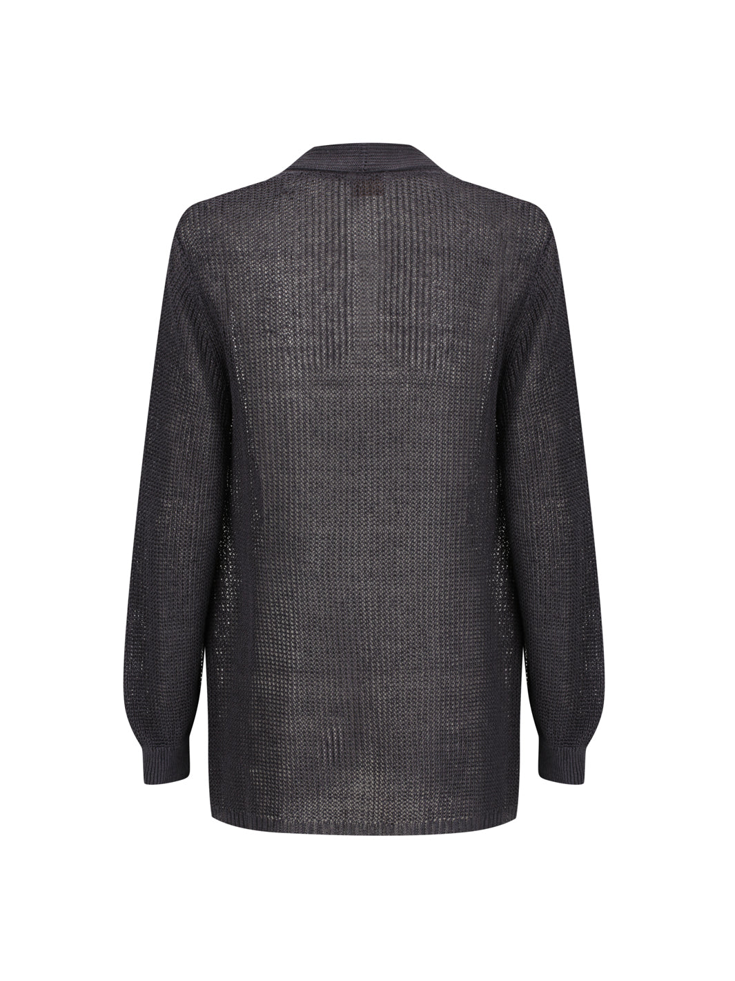 Dark gray textured cardigan on a white background