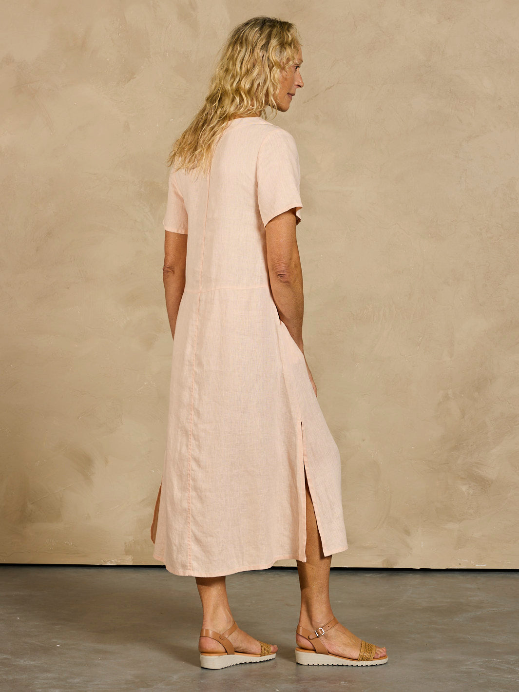 Tulum Linen Midi Dress Seashell Pink