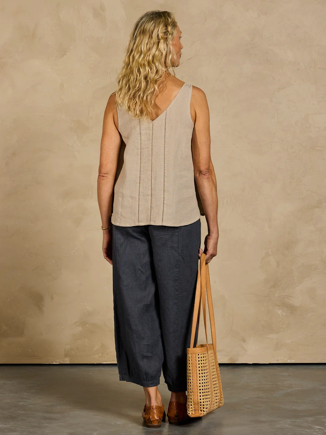 Giana French Linen Top Almond