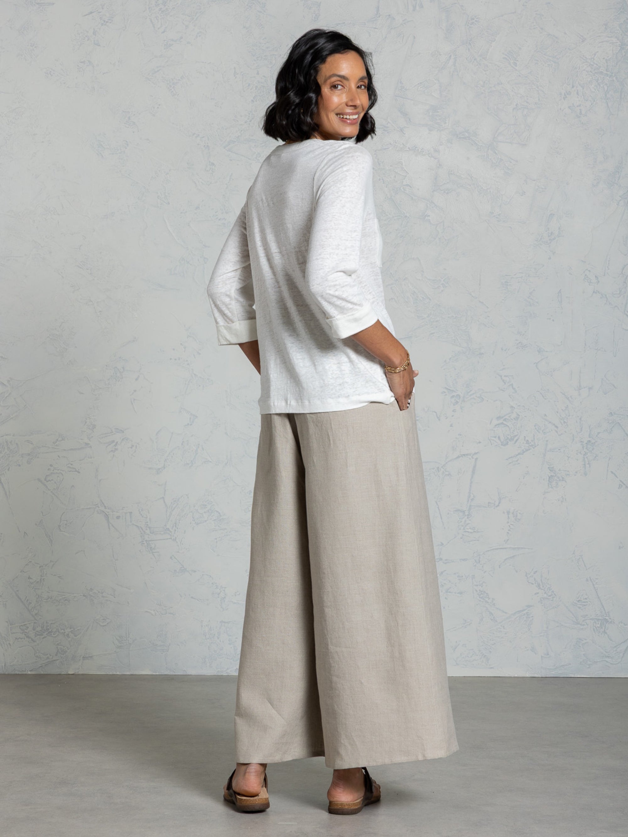 Marlee Linen Jersey Top Coconut