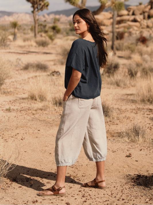 Marrakech French Linen Cropped Pants Flax