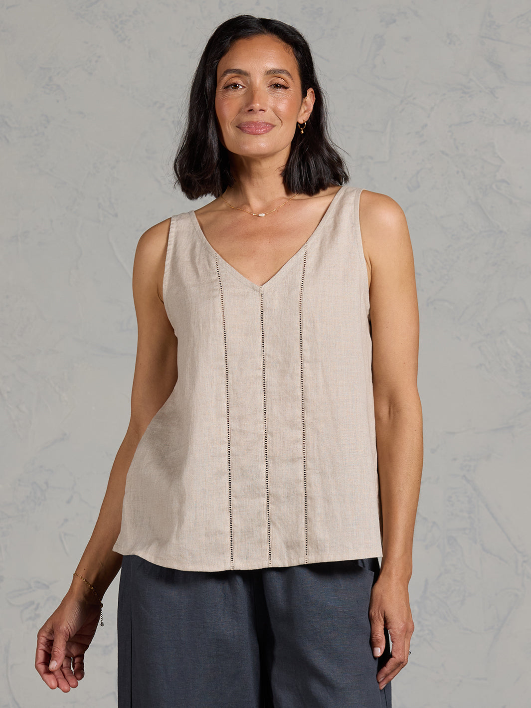 Giana French Linen Top Almond