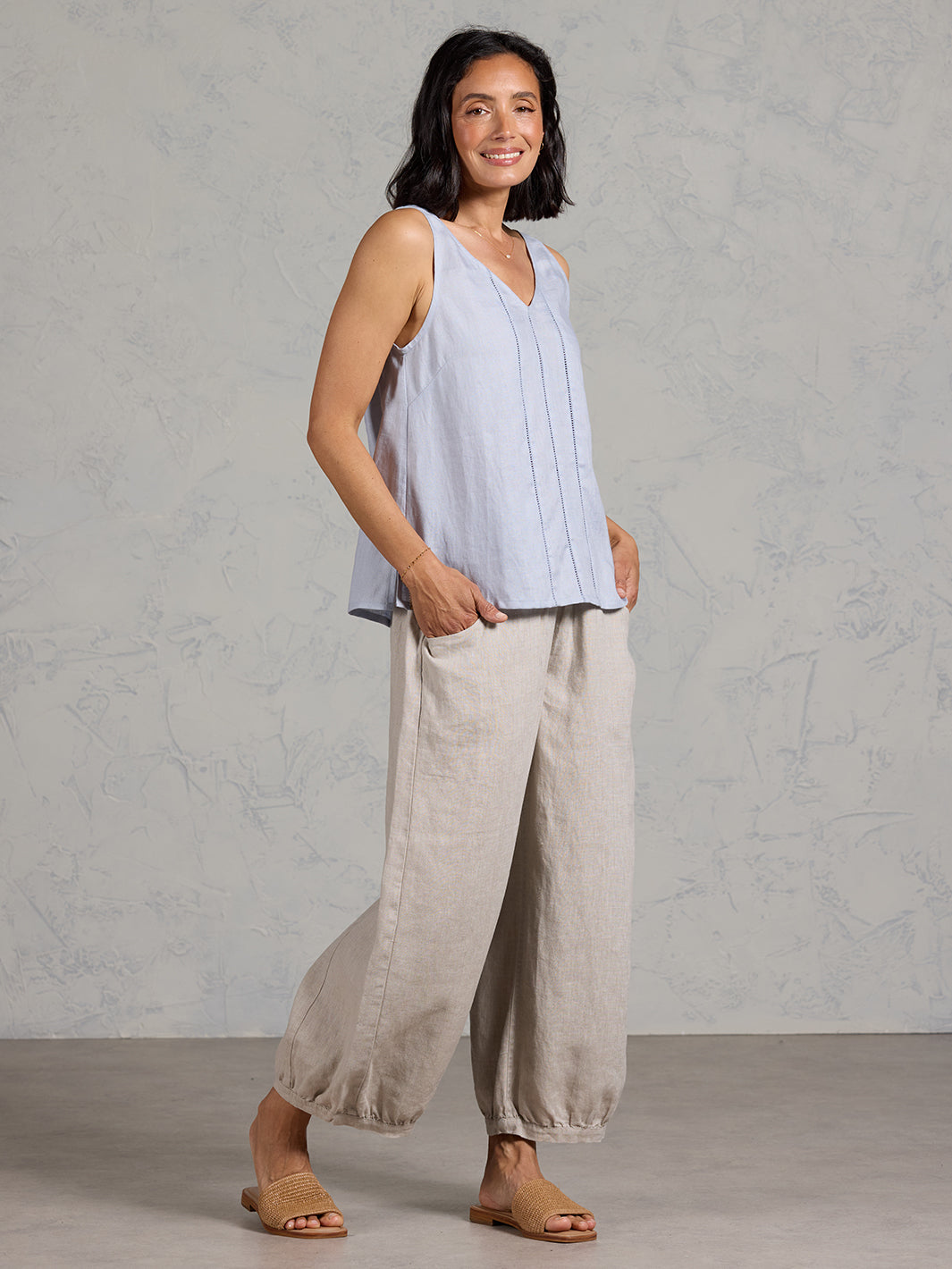 Giana French Linen Top Slate Blue