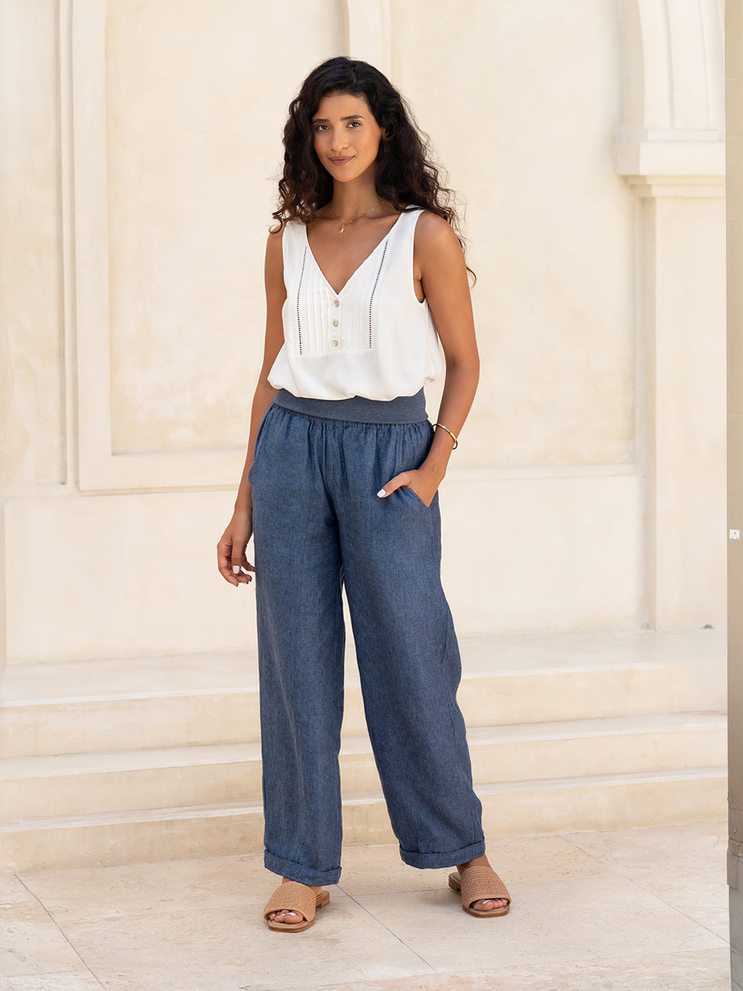 Goa French Linen Pants Pacific Blue – Nomad the Label US