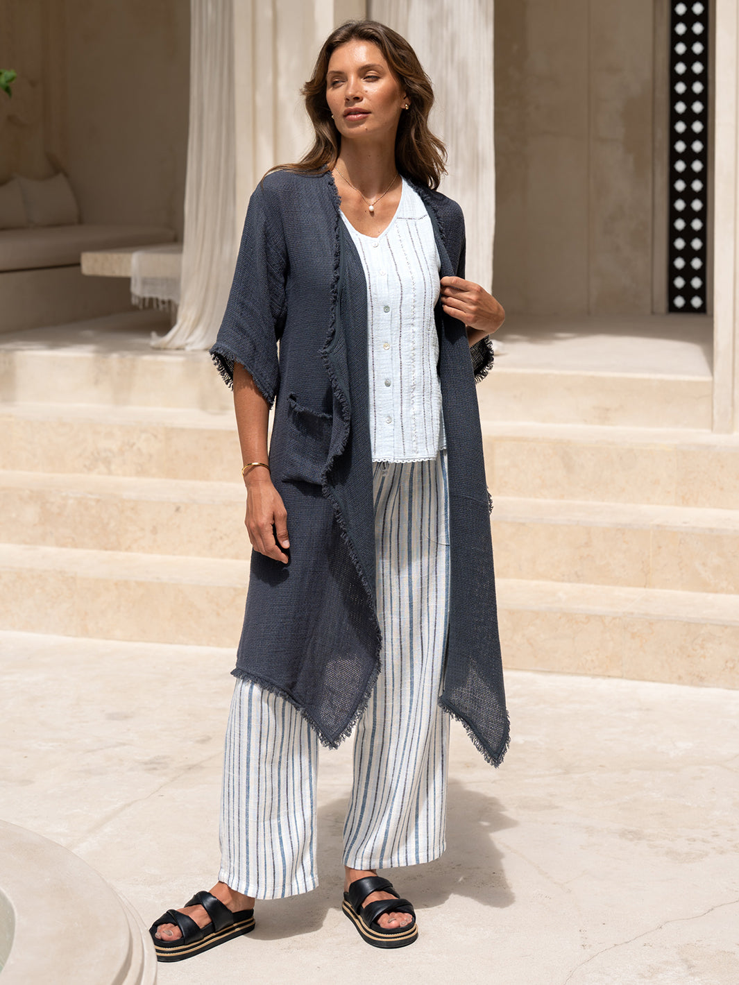 Laguna French Linen Kimono Charcoal – Nomad the Label US
