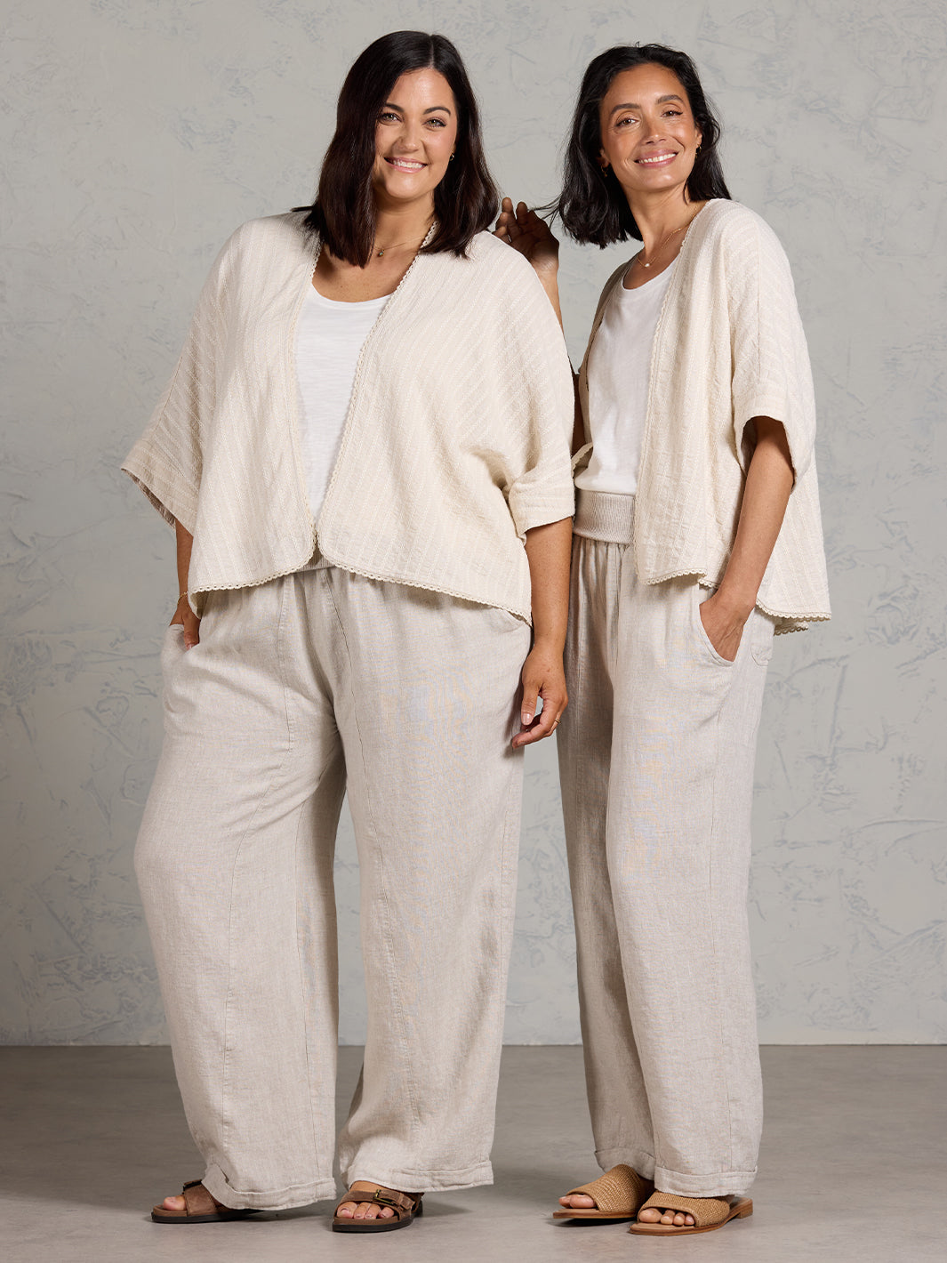 Laia Linen Cotton Kimono Oat Stripe