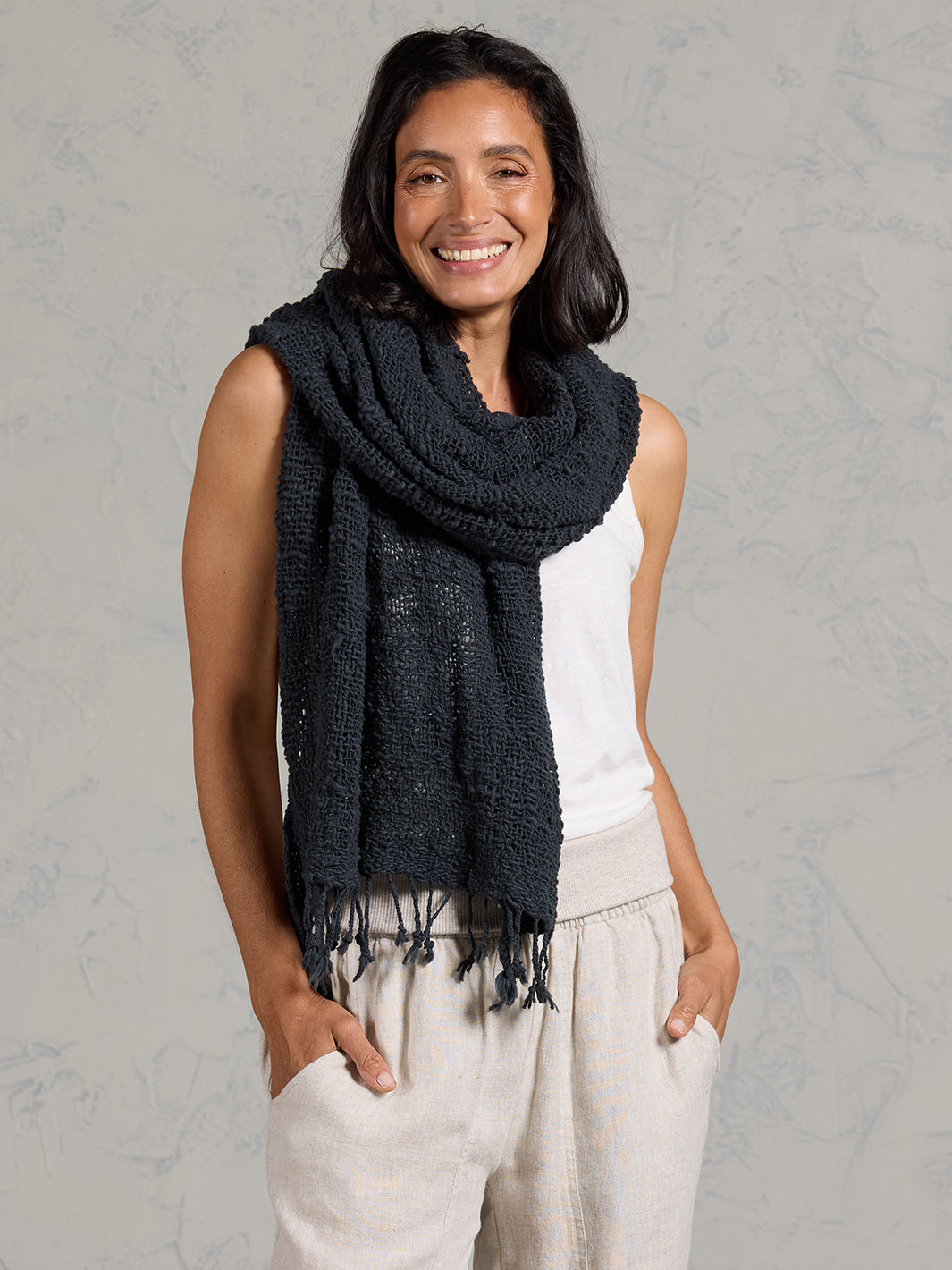 Lakshmi Cotton Scarf Charcoal