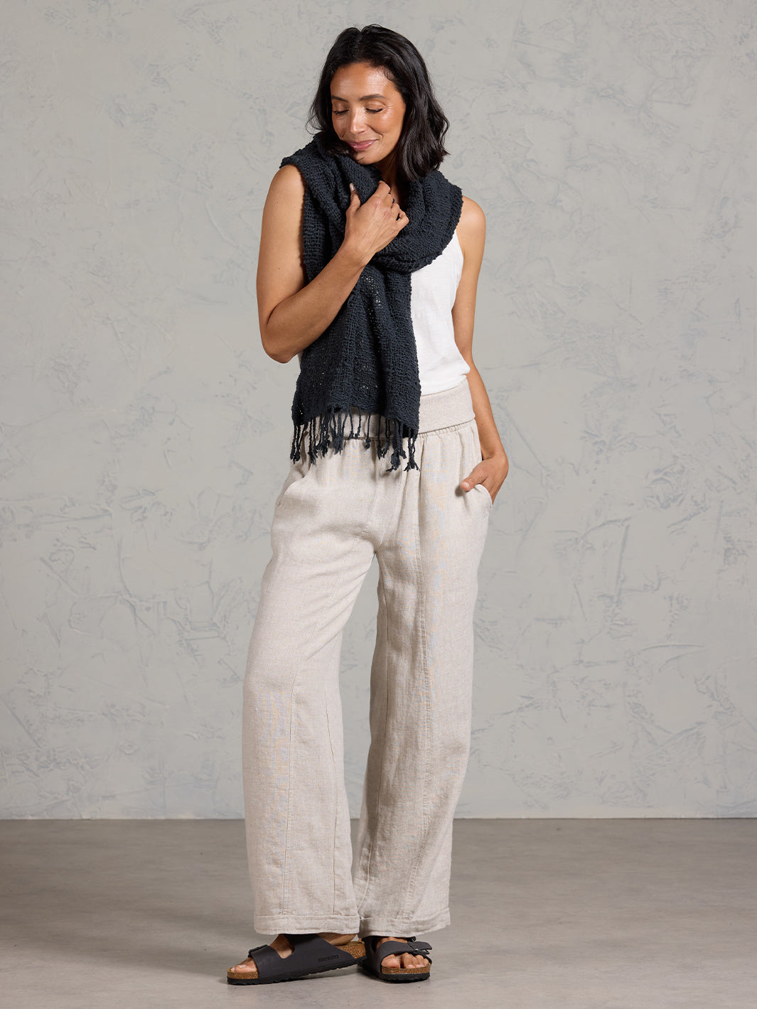 Lakshmi Cotton Scarf Charcoal