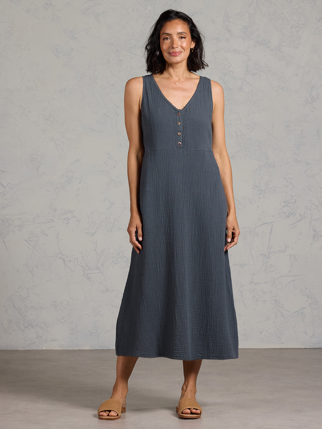 Magnolia Cotton Dress Charcoal