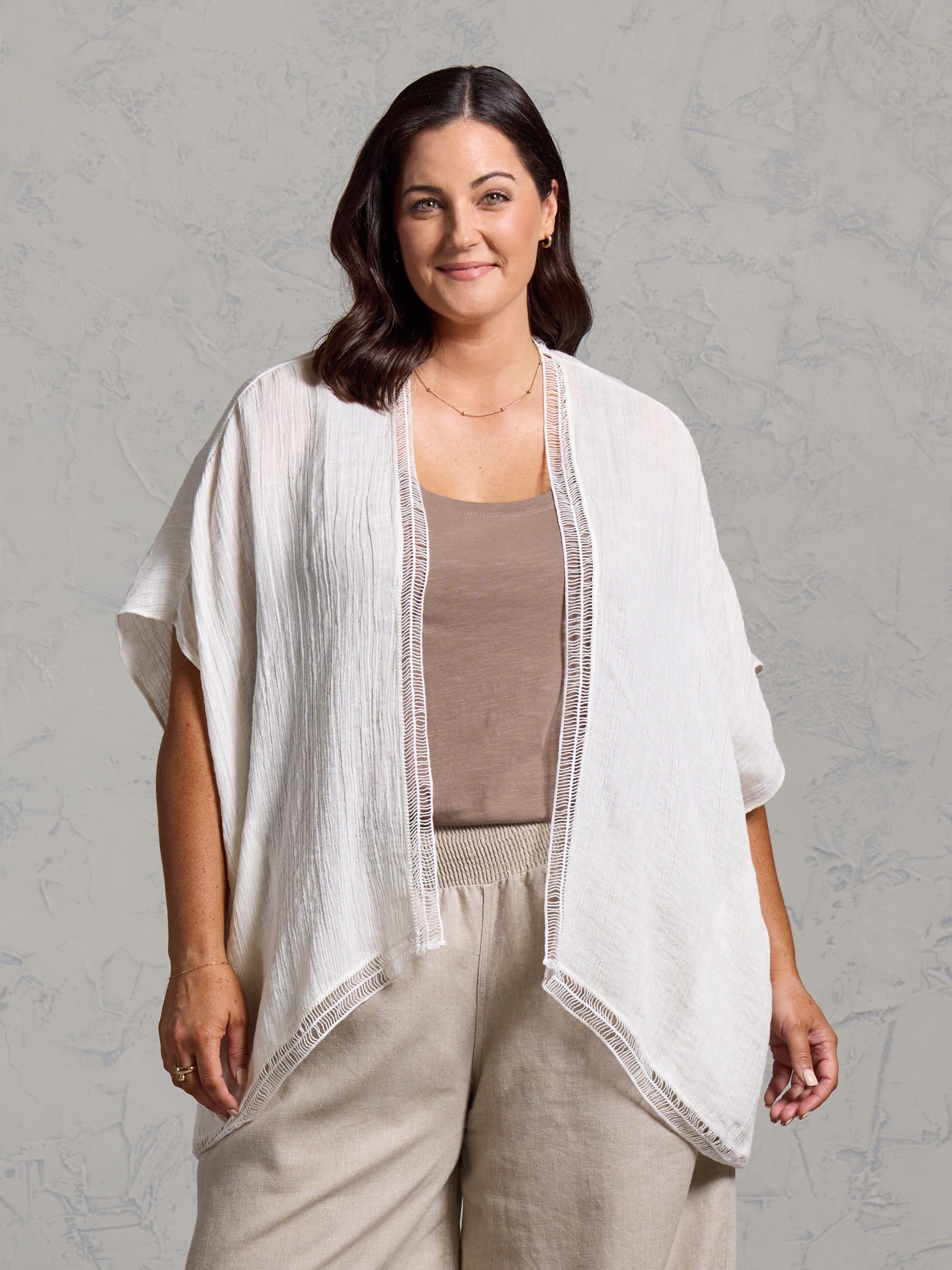 Rhea French Linen Kimono Coconut