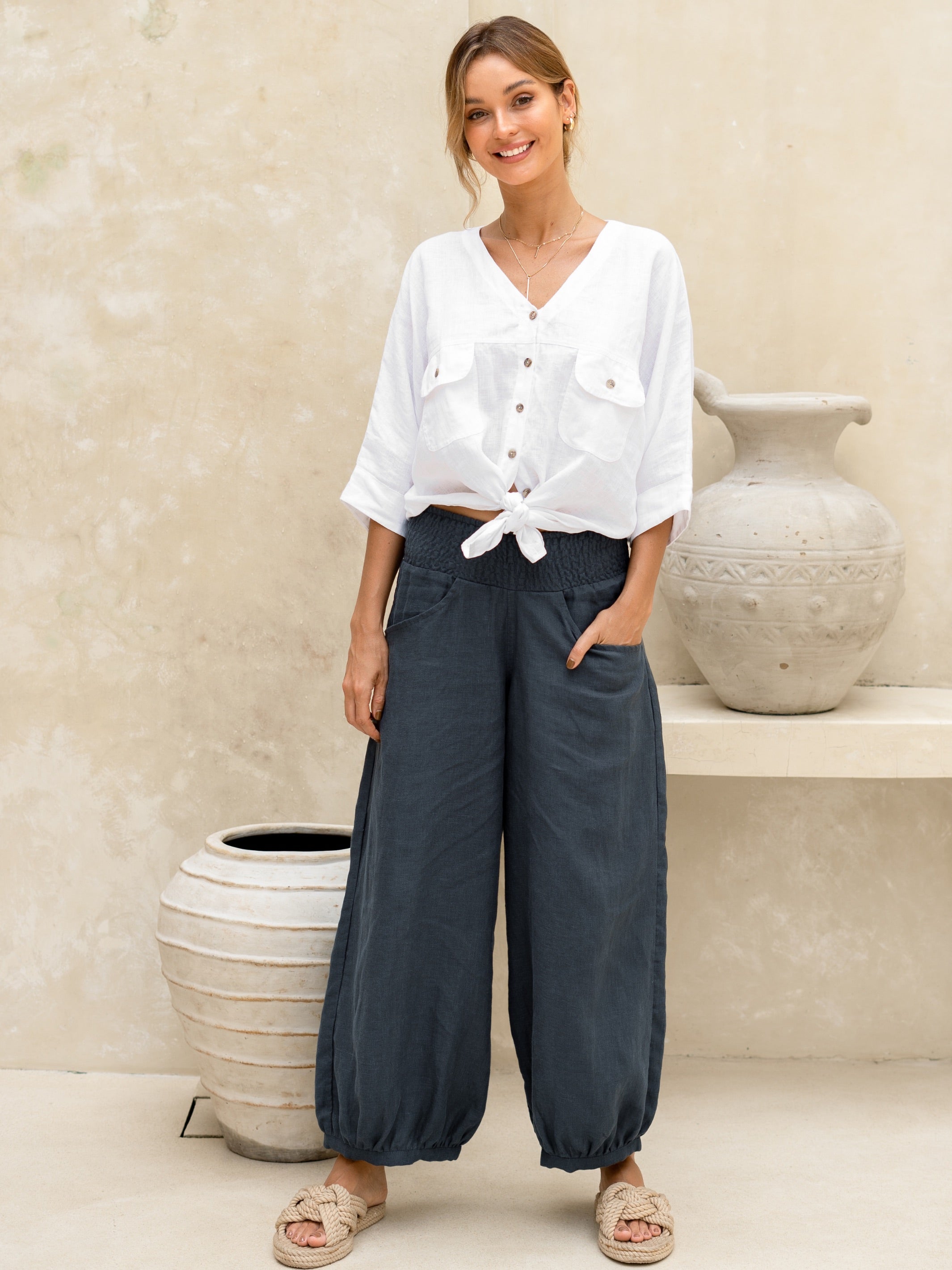 Sadhu French Linen Pants Charcoal | Soft Charcoal Linen Pants