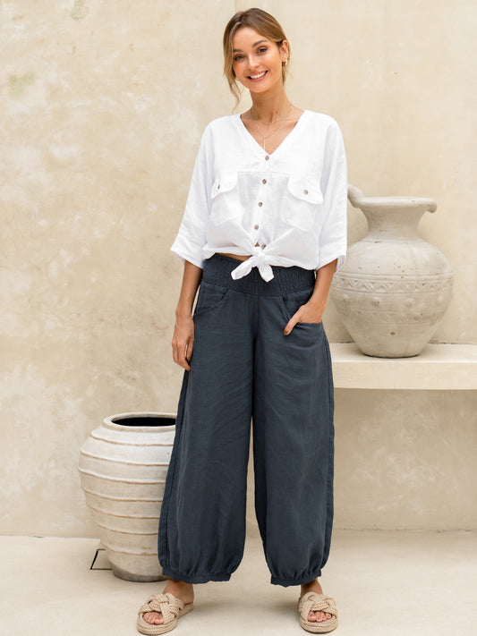 Sadhu French Linen Pants Charcoal