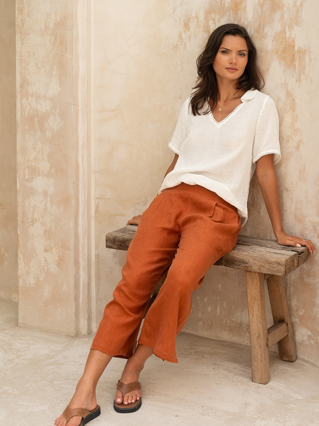 Latina Linen Pants Rust