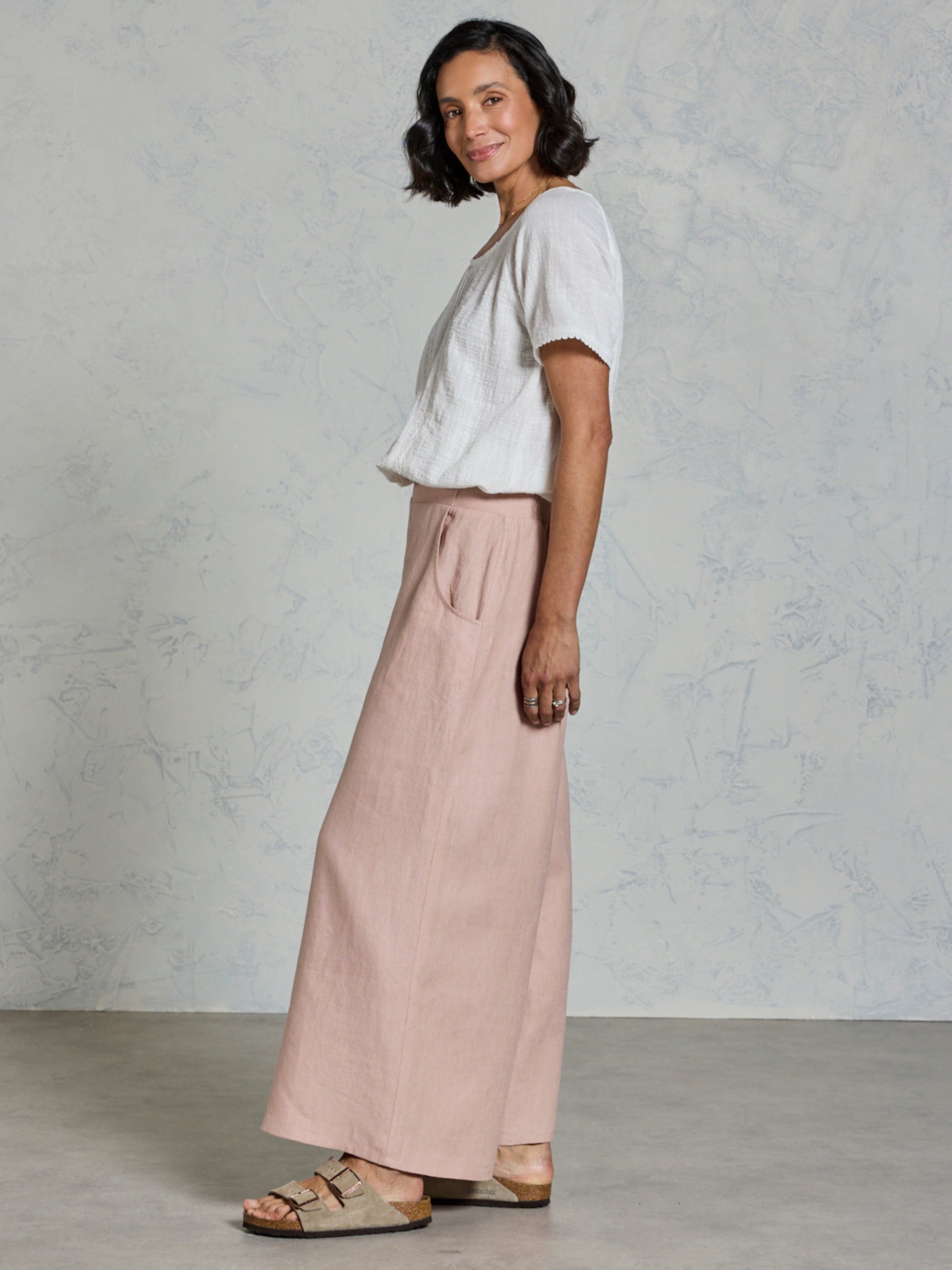Portillo Linen Pants Tea Rose