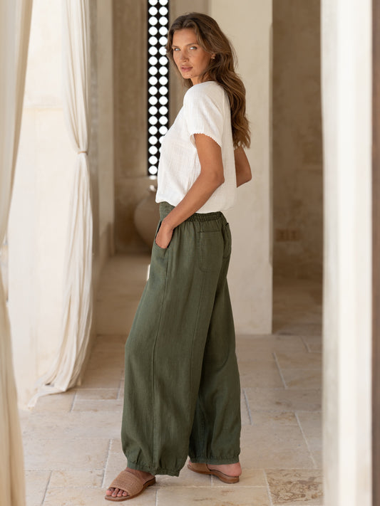 Sadhu French Linen Pants Olive