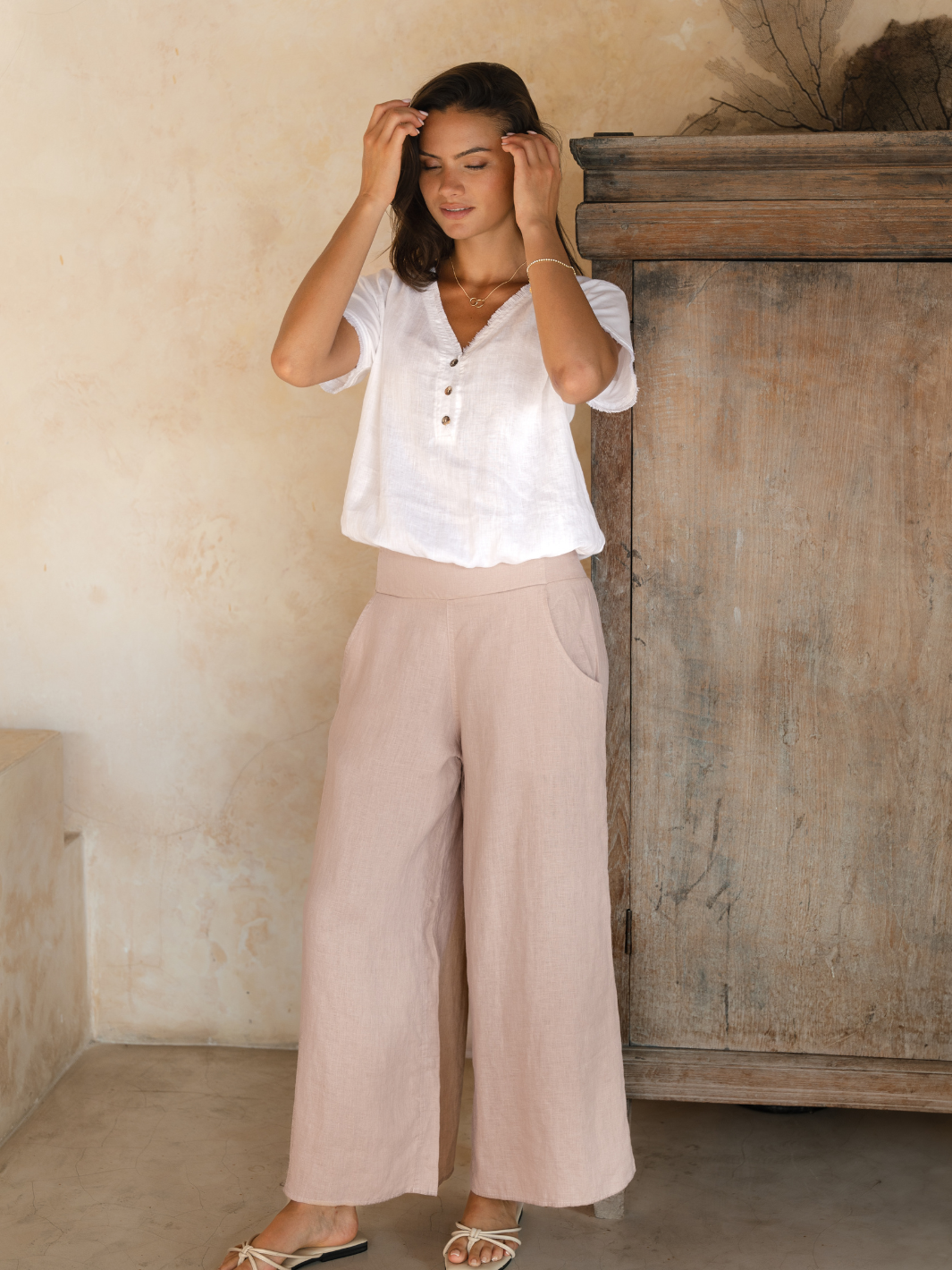 Portillo Linen Pants Tea Rose | Linen Portillo Pants – Nomad the
